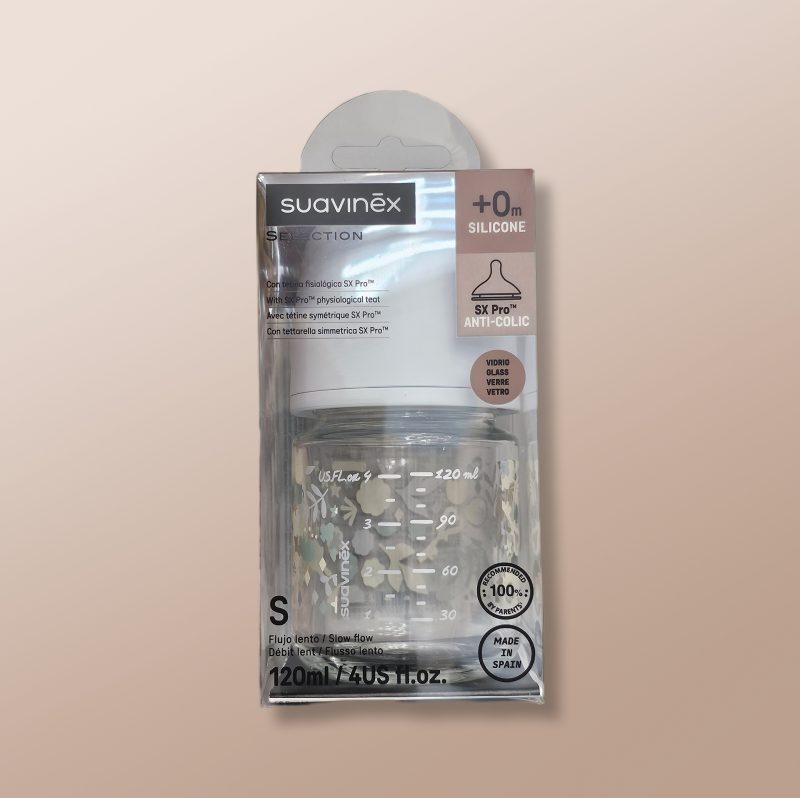 Suavinex - Glass Anti-Colic Baby Bottle +0M 120ml