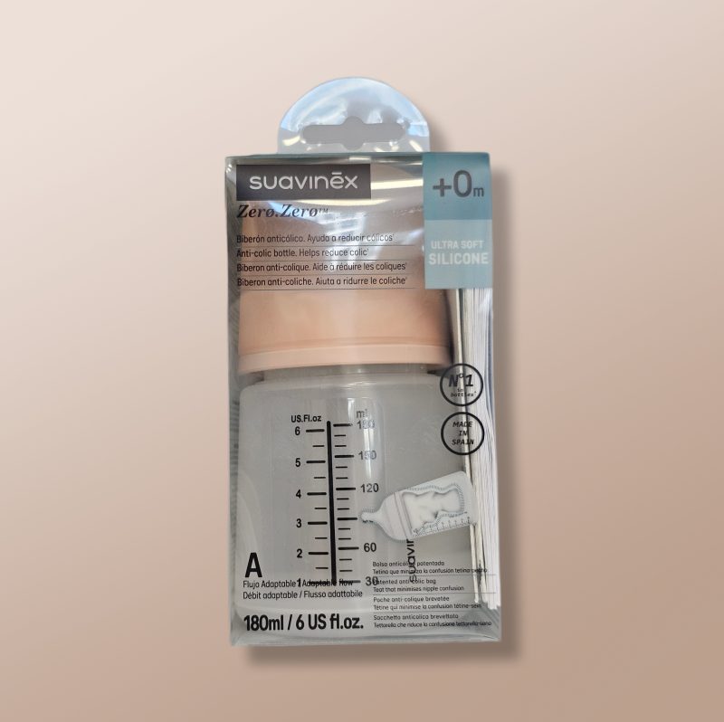 Suavinex - Zero Zero Anti-Colic Baby Bottle Ultra Soft Silicone +0m 180ml