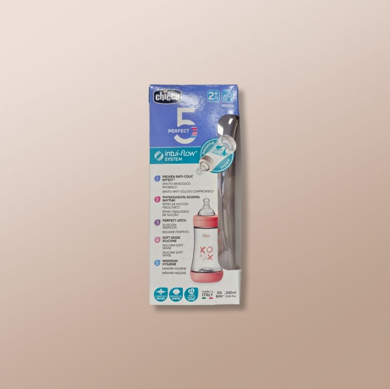Chicco - Perfect 5 Intui-Flow Plastic Feeding Bottle 240ml 2m+