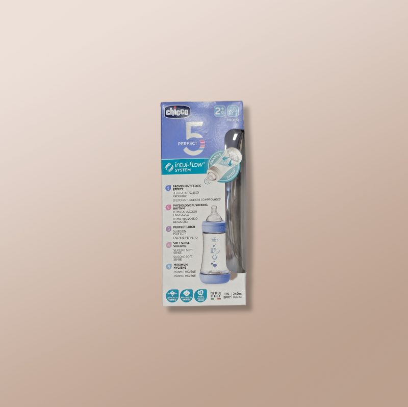Chicco - Perfect 5 Intui-Flow Plastic Feeding Bottle 240ml 2m+